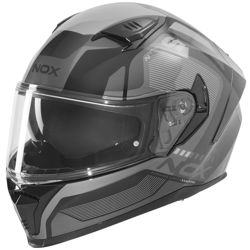 Casco integrale da moto NOX N402 Mentor nero-argento