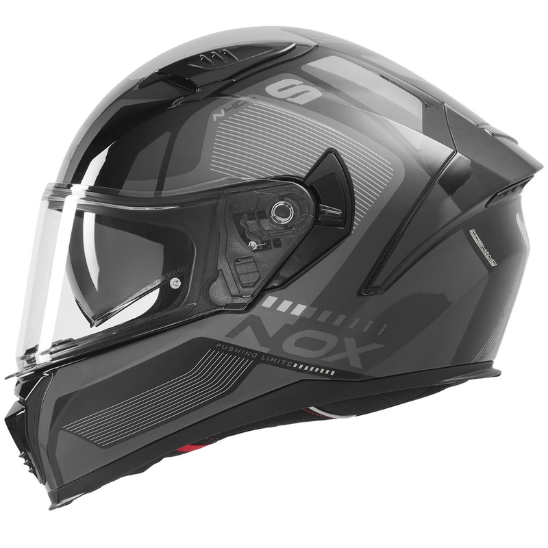 Casco integrale da moto NOX N402 Mentor nero-argento