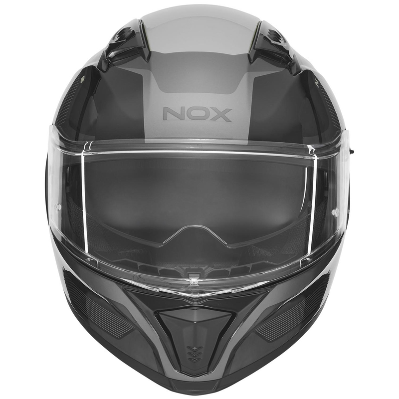 Casco integrale da moto NOX N402 Mentor nero-argento