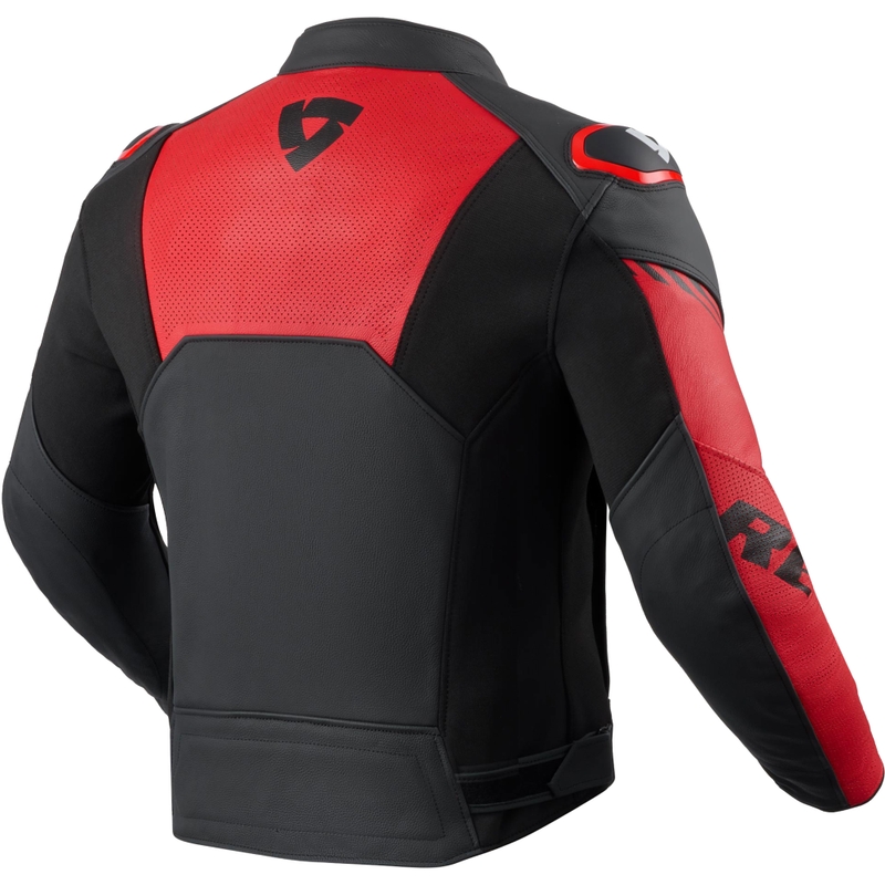 Giacca da moto in pelle Revit Argon 3 nero-rosso fluo