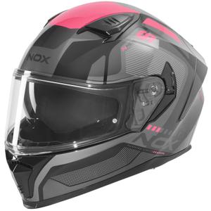 Casco integrale da moto NOX N402 Mentor nero-rosa
