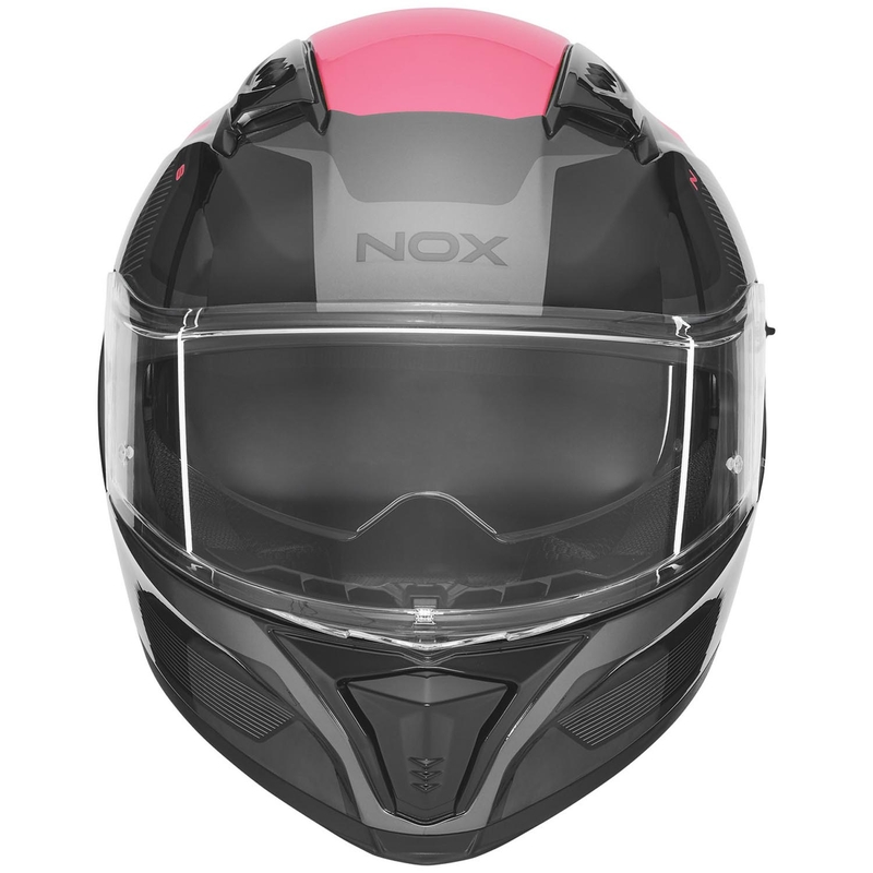 Casco integrale da moto NOX N402 Mentor nero-rosa