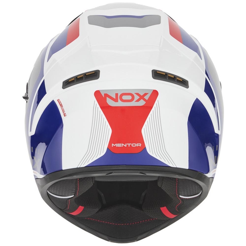 Casco integrale da moto NOX N402 Mentor bianco-blu-rosso