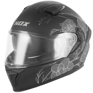 Casco integrale da moto NOX N402 Spring nero opaco-argento