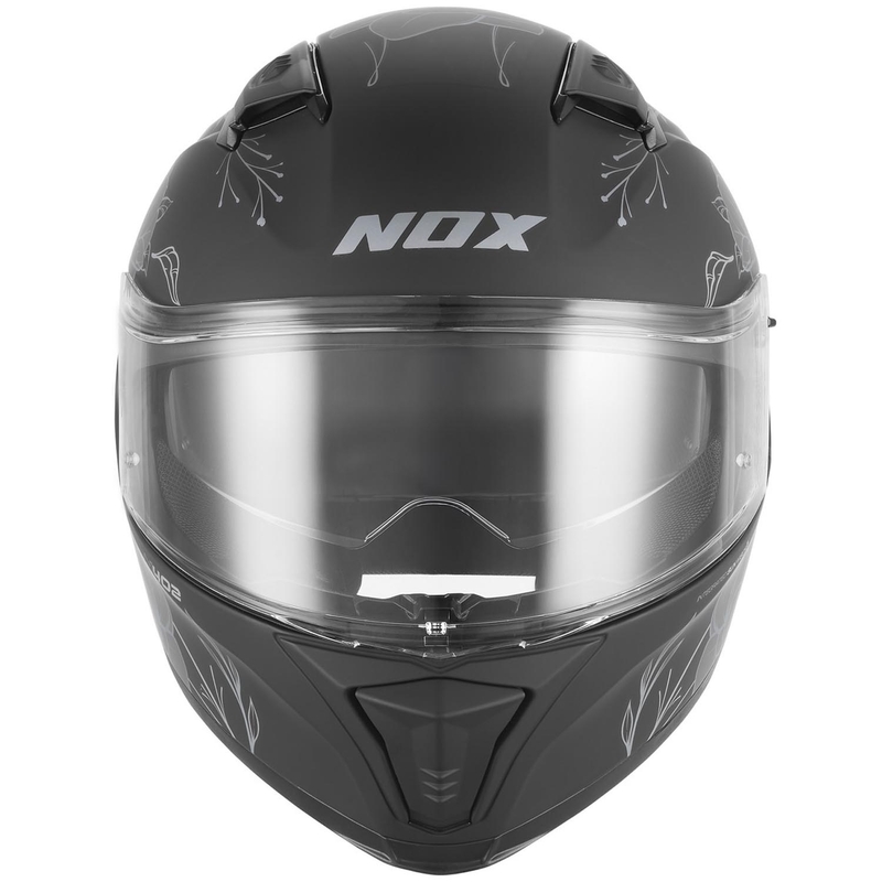 Casco integrale da moto NOX N402 Spring nero opaco-argento