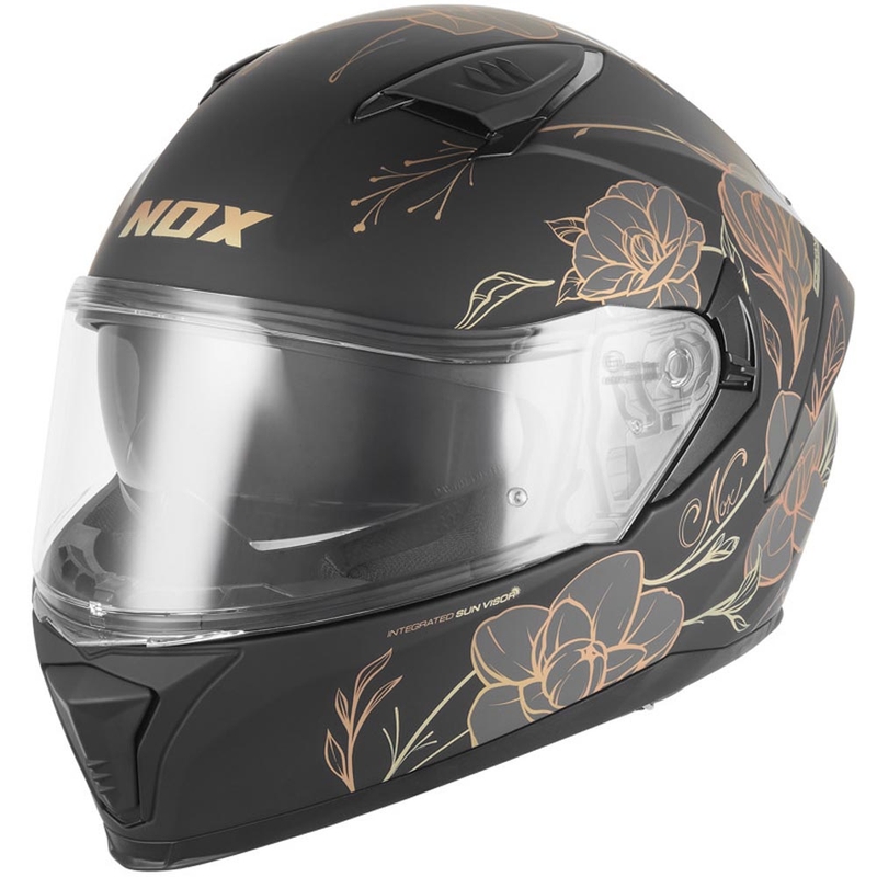 Casco integrale da moto NOX N402 Spring nero opaco-oro
