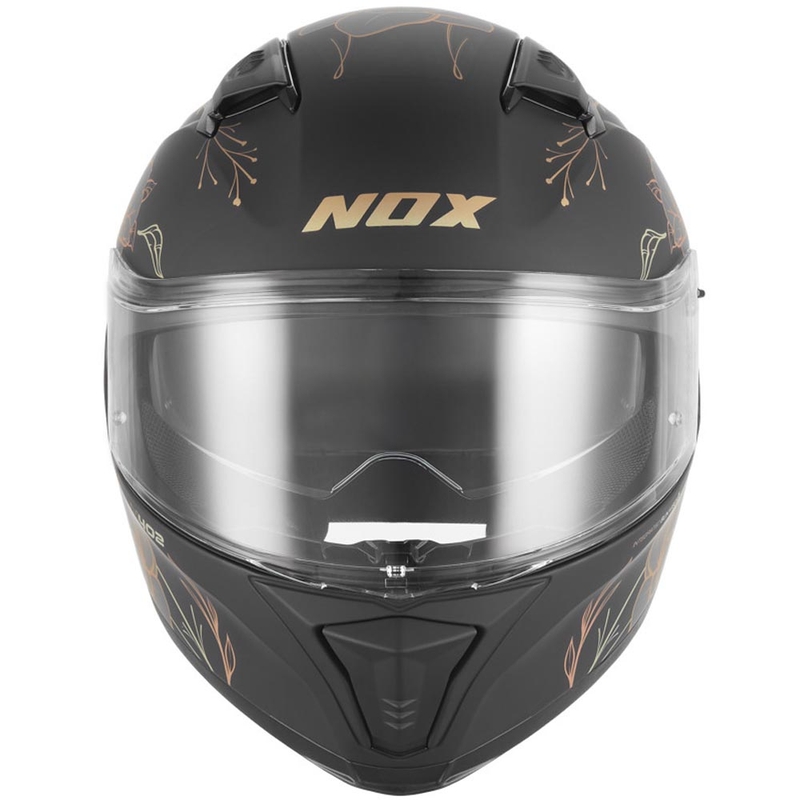 Casco integrale da moto NOX N402 Spring nero opaco-oro
