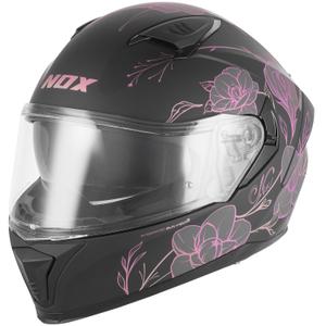 Casco integrale da moto NOX N402 Spring nero opaco-rosa