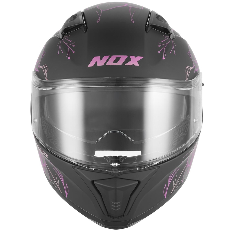 Casco integrale da moto NOX N402 Spring nero opaco-rosa