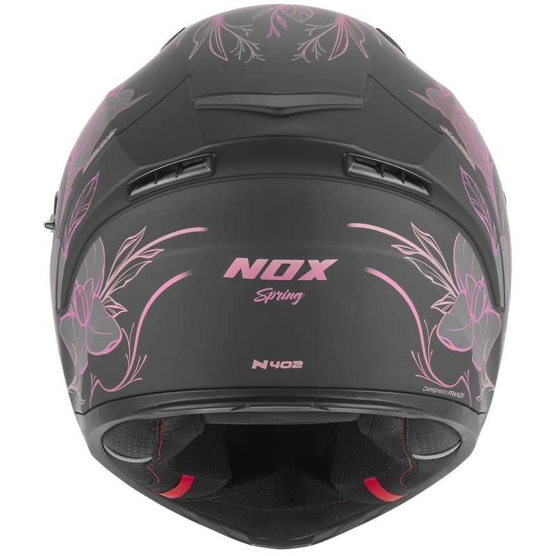 Casco integrale da moto NOX N402 Spring nero opaco-rosa