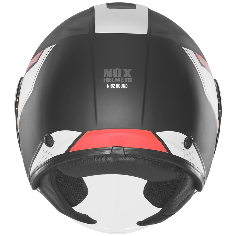 Casco da moto jet NOX N182 Round nero opaco-rosso