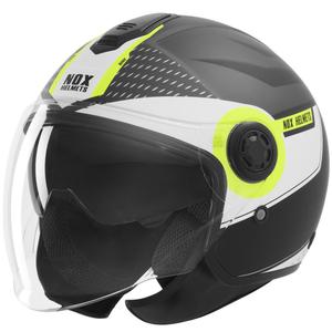 Casco moto jet NOX N182 Round nero opaco-giallo fluo