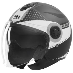 Casco da moto jet NOX N182 Round nero opaco-argento