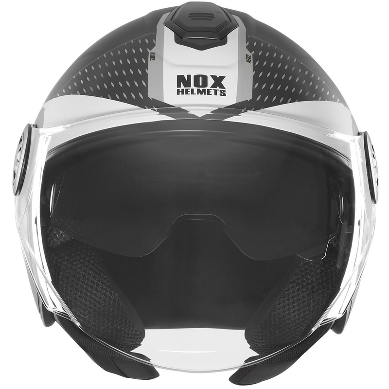 Casco da moto jet NOX N182 Round nero opaco-argento