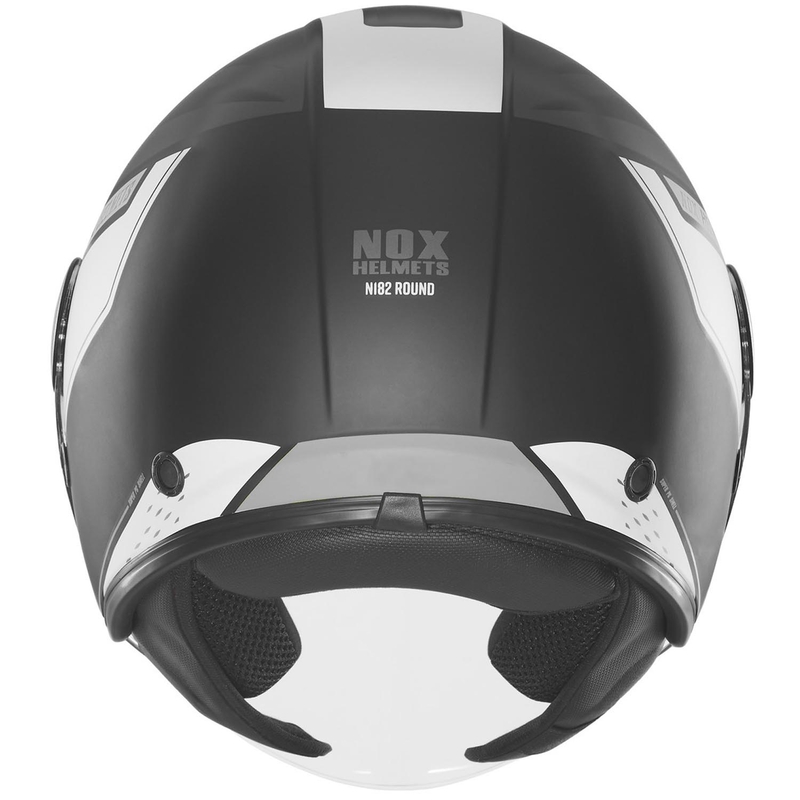 Casco da moto jet NOX N182 Round nero opaco-argento