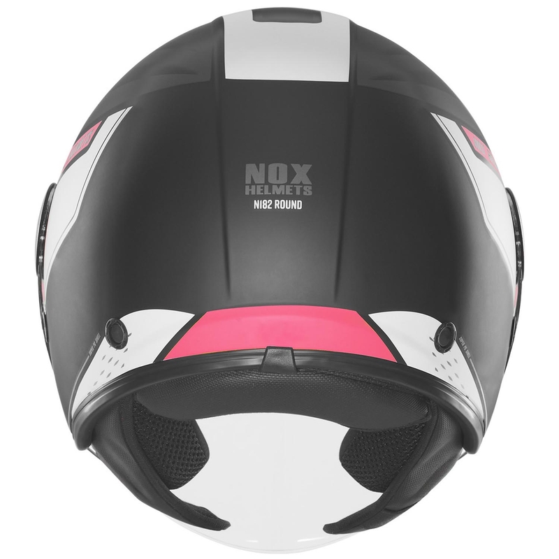 Casco da moto jet NOX N182 Round nero opaco-rosa