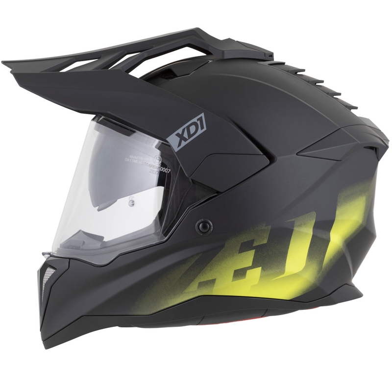 Casco moto enduro ZED XD1 nero opaco-giallo fluo