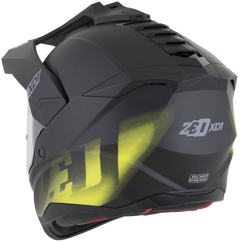 Casco moto enduro ZED XD1 nero opaco-giallo fluo
