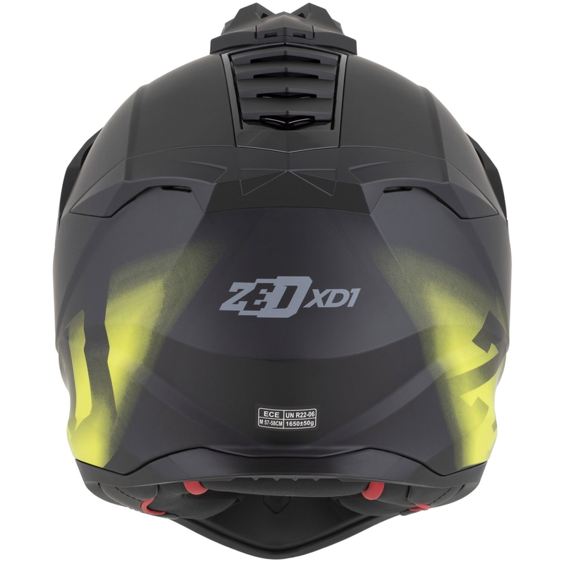 Casco moto enduro ZED XD1 nero opaco-giallo fluo