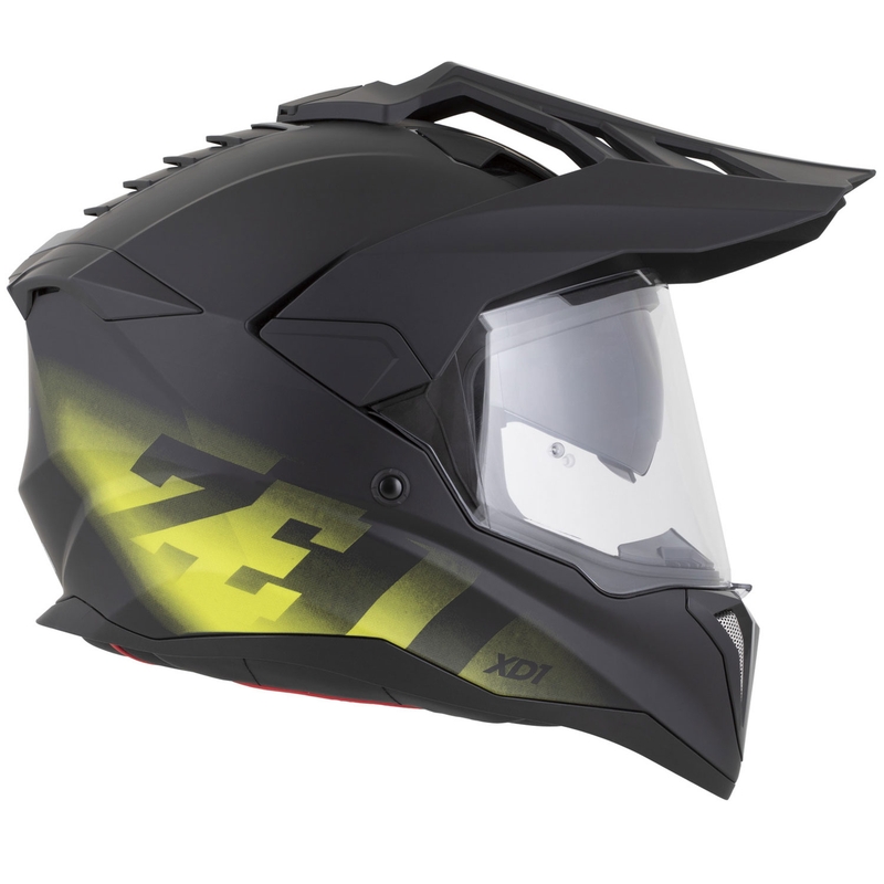 Casco moto enduro ZED XD1 nero opaco-giallo fluo