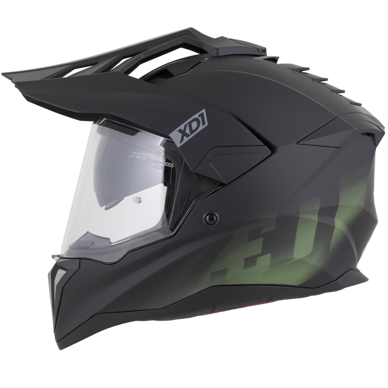 Casco da moto enduro ZED XD1 nero opaco-verde scuro