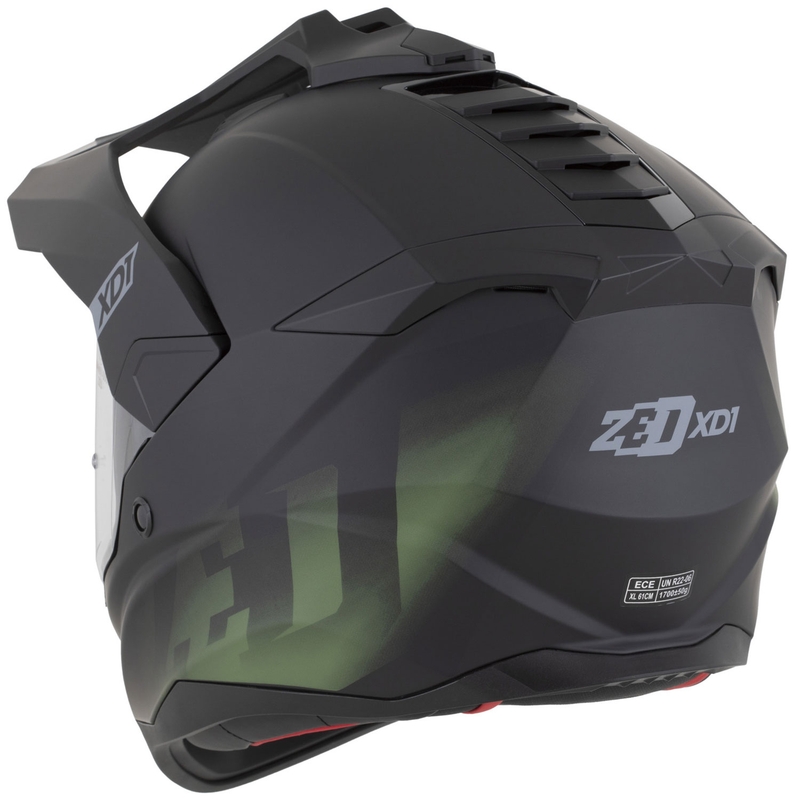Casco da moto enduro ZED XD1 nero opaco-verde scuro