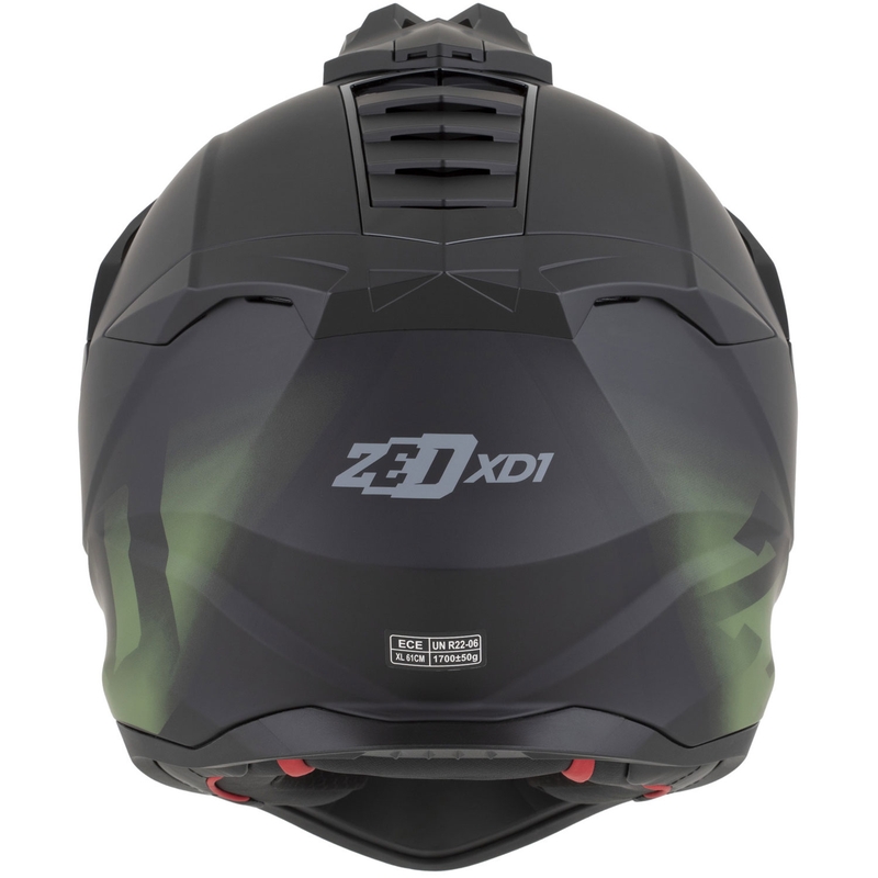 Casco da moto enduro ZED XD1 nero opaco-verde scuro