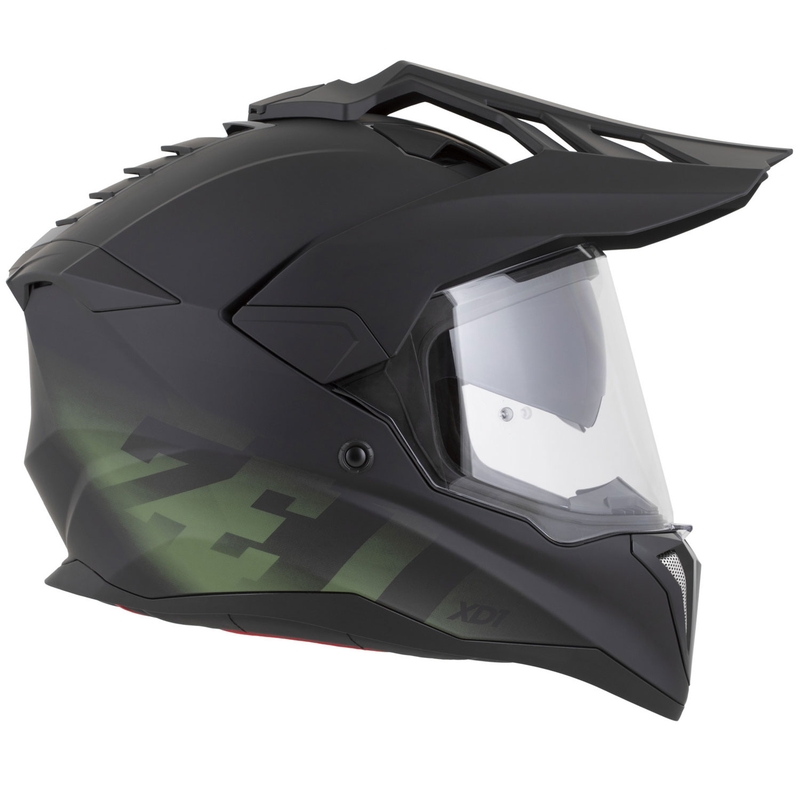 Casco da moto enduro ZED XD1 nero opaco-verde scuro