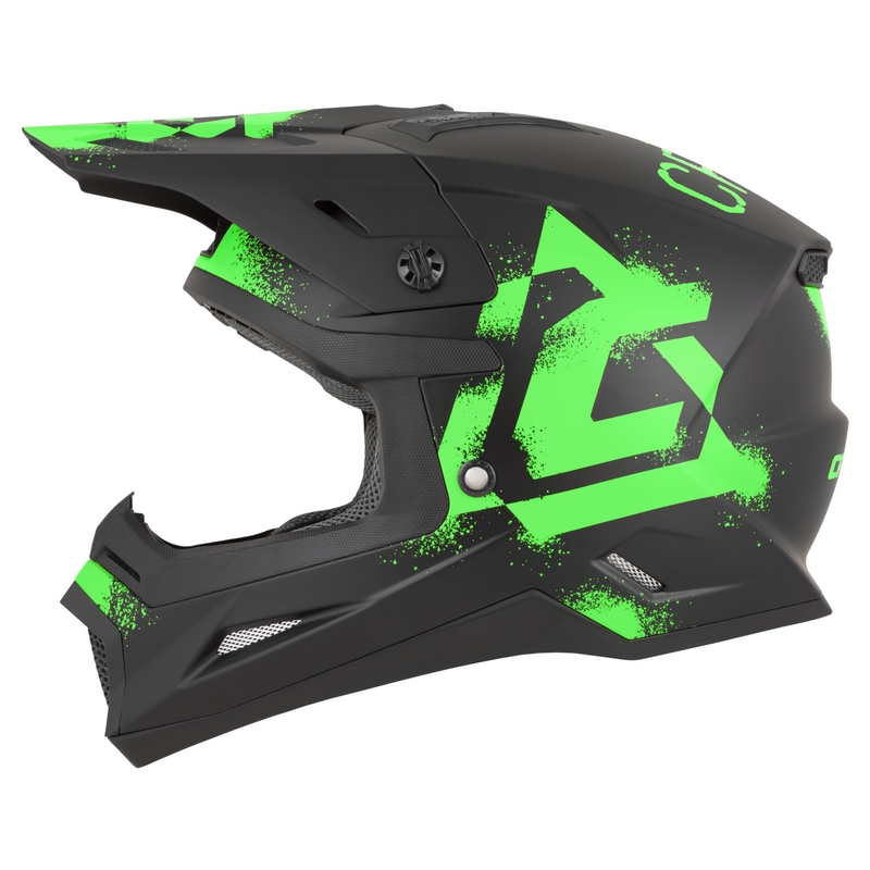 Casco da motocross Cassida Cross Cup 2 Crew nero opaco-verde fluo