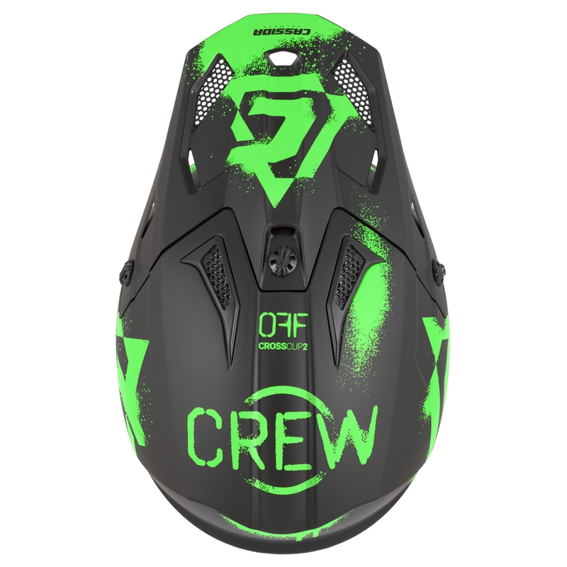 Casco da motocross Cassida Cross Cup 2 Crew nero opaco-verde fluo