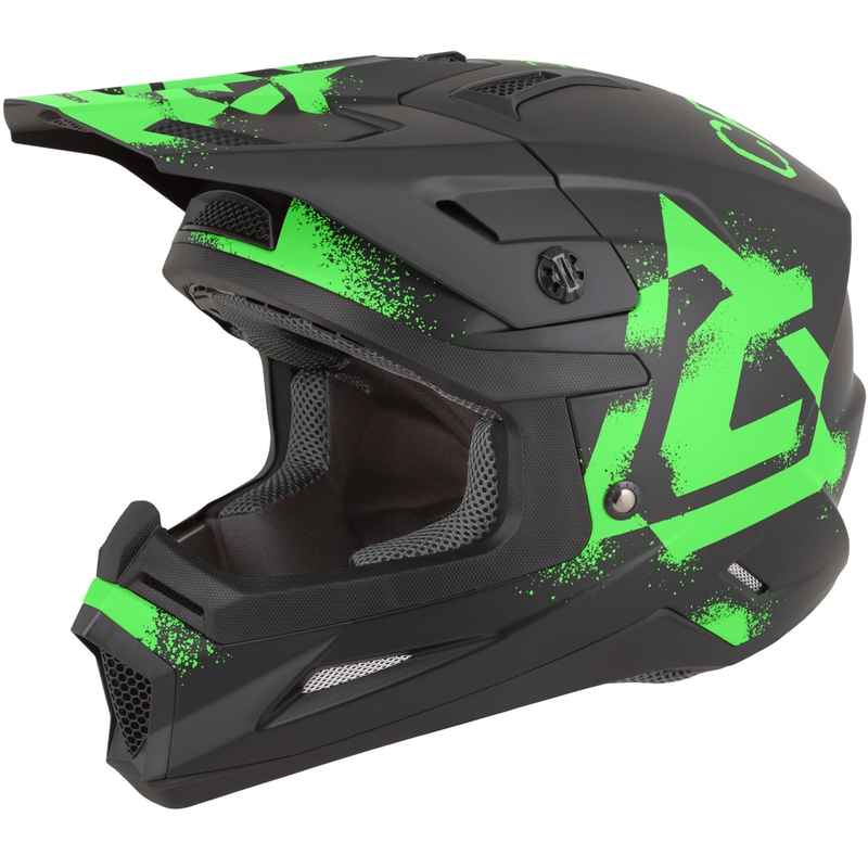 Casco da motocross Cassida Cross Cup 2 Crew nero opaco-verde fluo