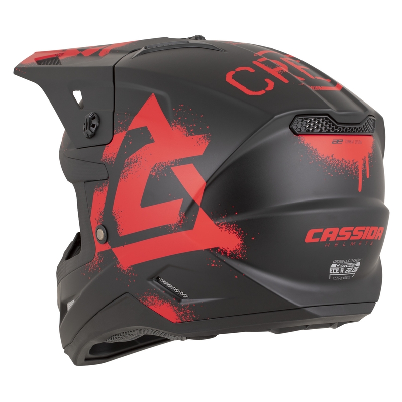 Casco da motocross Cassida Cross Cup 2 Crew nero opaco-rosso