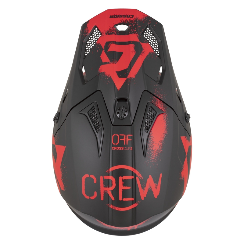 Casco da motocross Cassida Cross Cup 2 Crew nero opaco-rosso