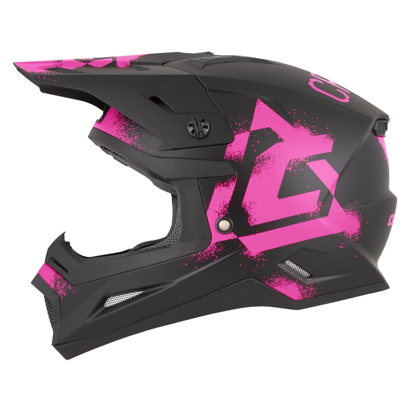 Casco da motocross Cassida Cross Cup 2 Crew nero opaco-rosa fluo