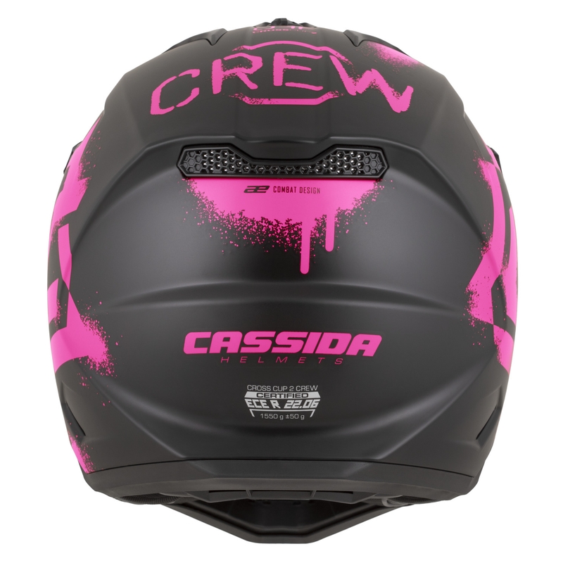 Casco da motocross Cassida Cross Cup 2 Crew nero opaco-rosa fluo