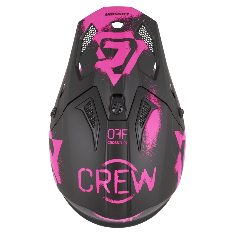 Casco da motocross Cassida Cross Cup 2 Crew nero opaco-rosa fluo