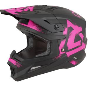 Casco da motocross Cassida Cross Cup 2 Crew nero opaco-rosa fluo