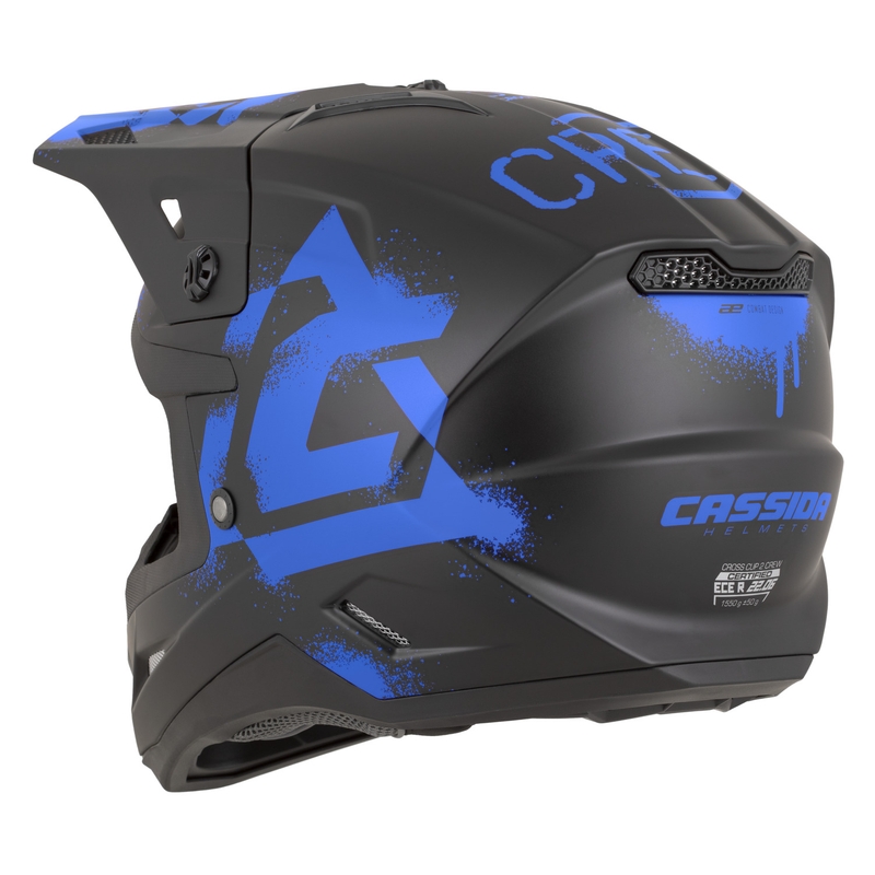 Casco da motocross Cassida Cross Cup 2 Crew nero opaco-blu