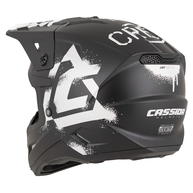 Casco da motocross Cassida Cross Cup 2 Crew nero opaco-bianco