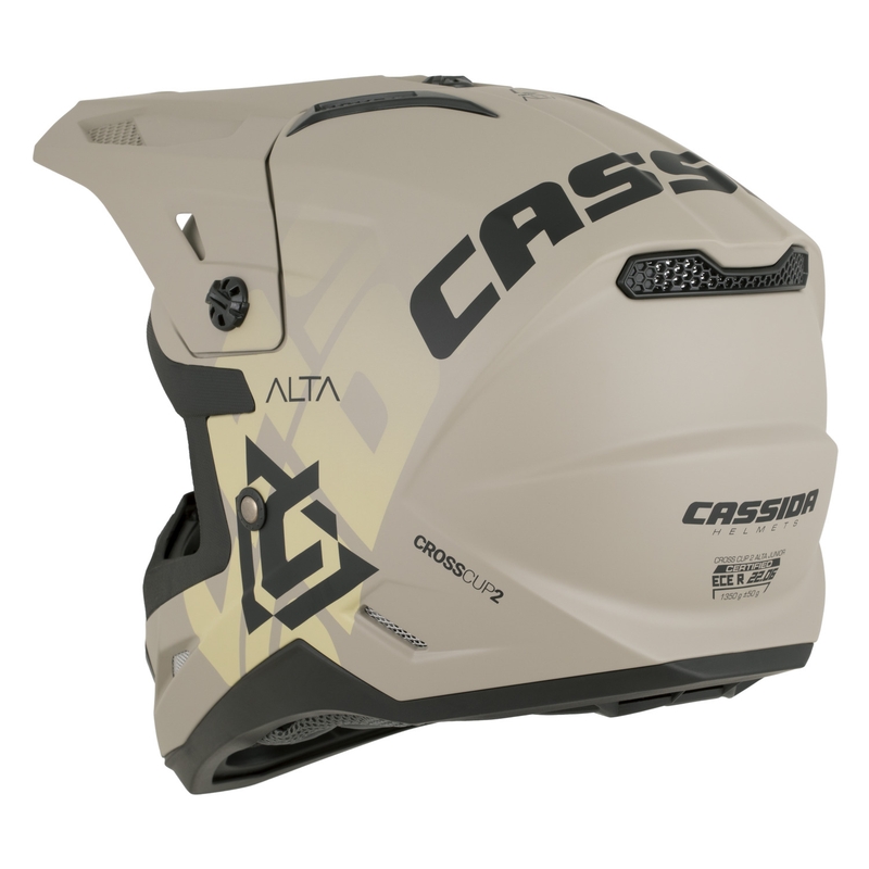 Casco da motocross per bambini Cassida Cross Cup 2 Alta Junior grigio sabbia opaco