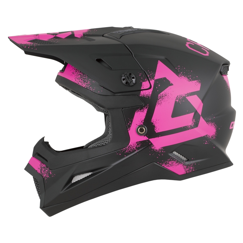 Casco da motocross per bambini Cassida Cross Cup 2 Crew Junior nero opaco-rosa fluo