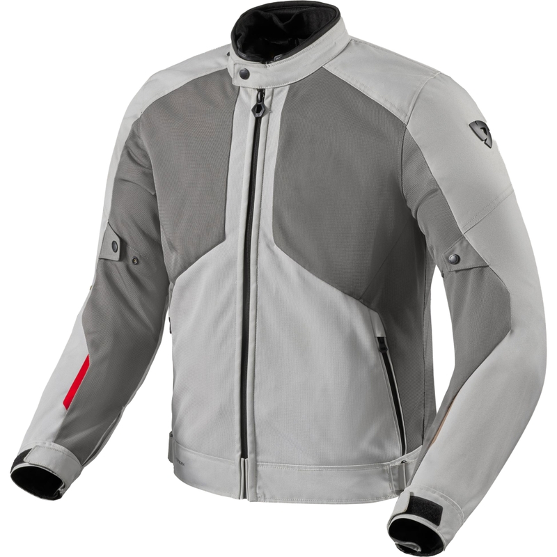 Giacca da moto Revit Torque 3 H2O grigio chiaro-rosso