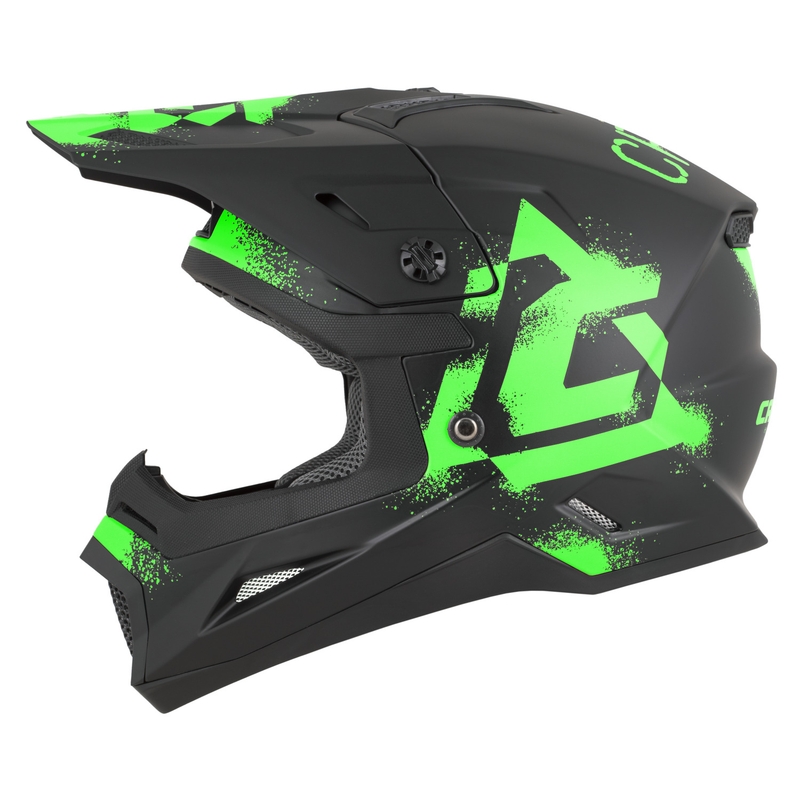 Casco da motocross per bambini Cassida Cross Cup 2 Crew Junior nero opaco-verde fluo