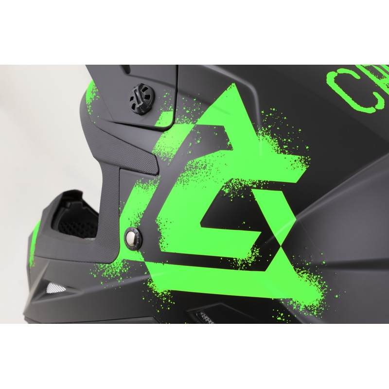 Casco da motocross per bambini Cassida Cross Cup 2 Crew Junior nero opaco-verde fluo