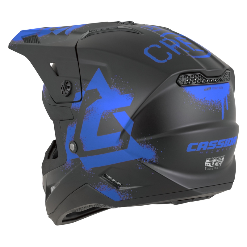 Casco da motocross per bambini Cassida Cross Cup 2 Crew Junior nero opaco-blu