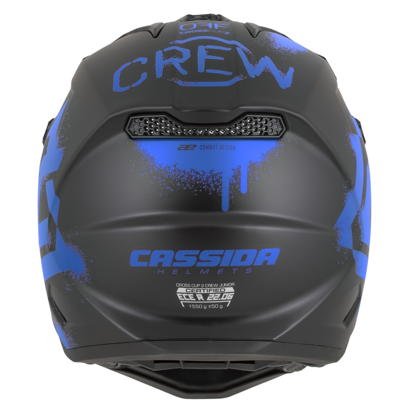 Casco da motocross per bambini Cassida Cross Cup 2 Crew Junior nero opaco-blu