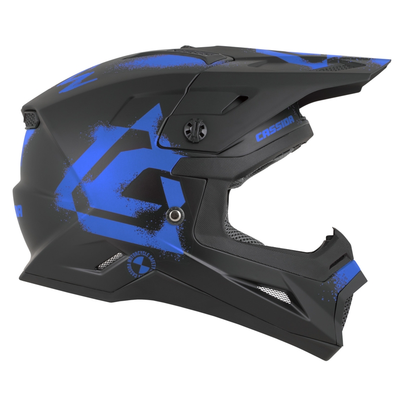 Casco da motocross per bambini Cassida Cross Cup 2 Crew Junior nero opaco-blu