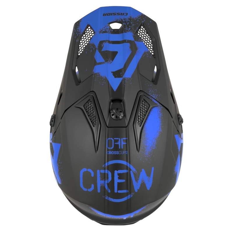 Casco da motocross per bambini Cassida Cross Cup 2 Crew Junior nero opaco-blu