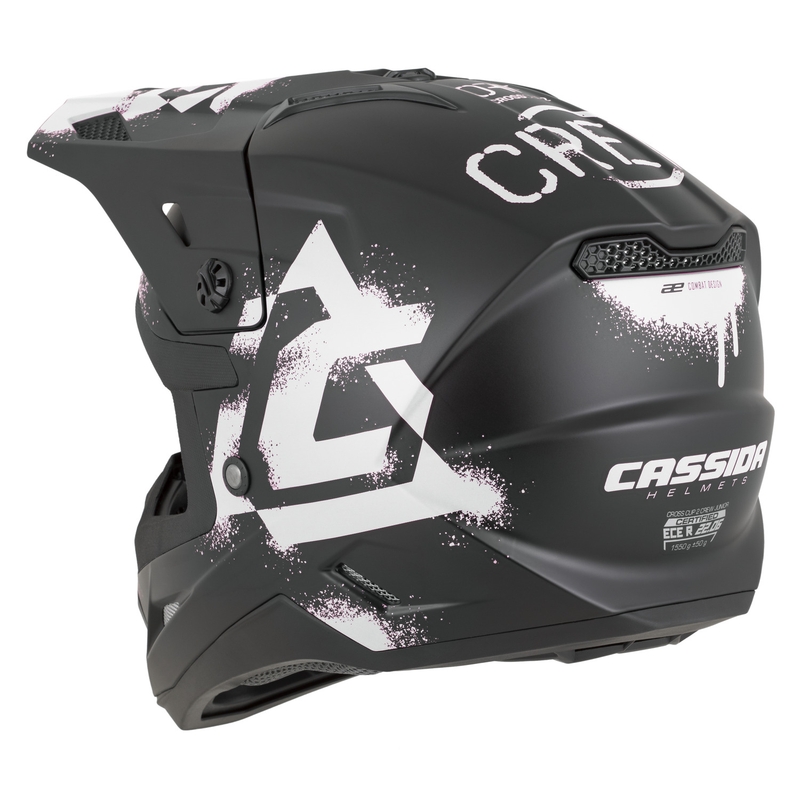 Casco da motocross per bambini Cassida Cross Cup 2 Crew Junior nero opaco-bianco