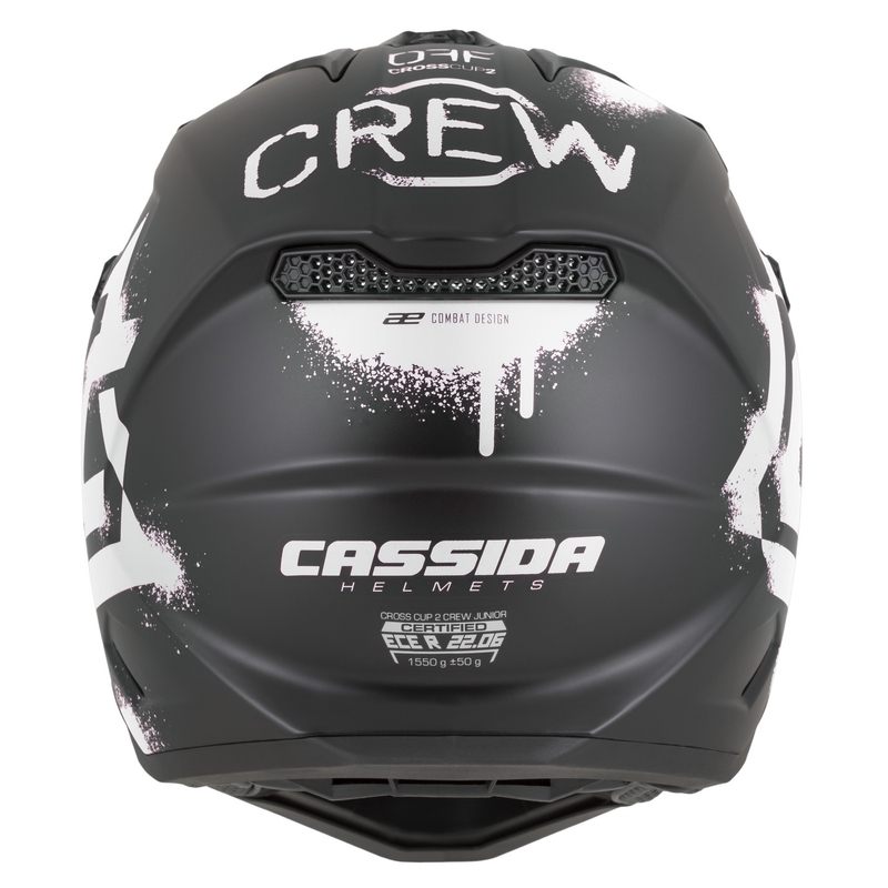 Casco da motocross per bambini Cassida Cross Cup 2 Crew Junior nero opaco-bianco